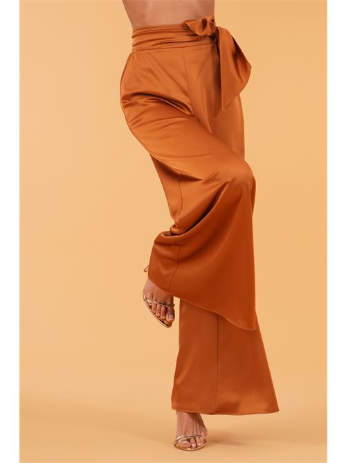 Pantalone palazzo in raso twins fantasy | T4950PBROWN